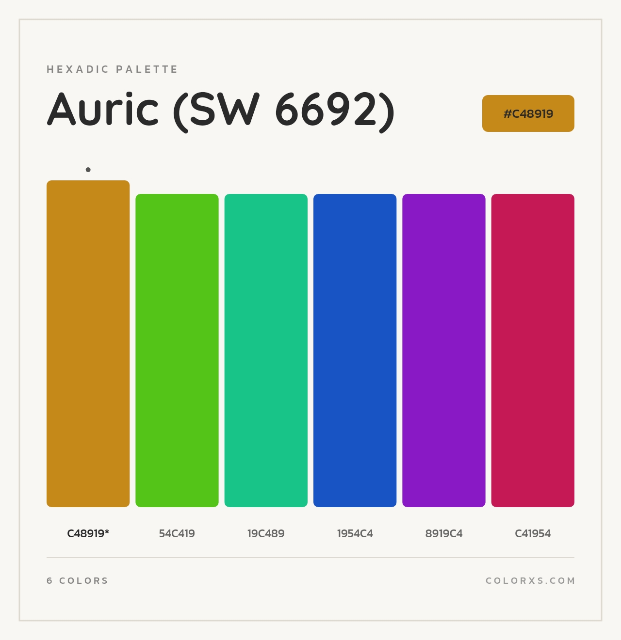 Auric (SW 6692) - Hexadic Color Palette