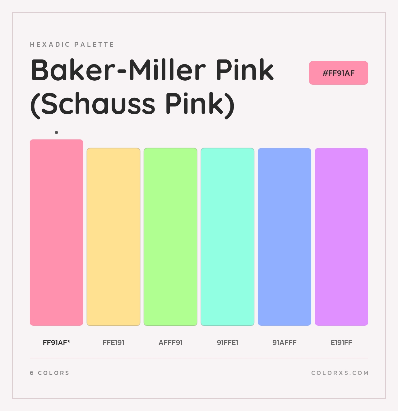 Baker-Miller Pink (Schauss Pink) - Hexadic Color Palette