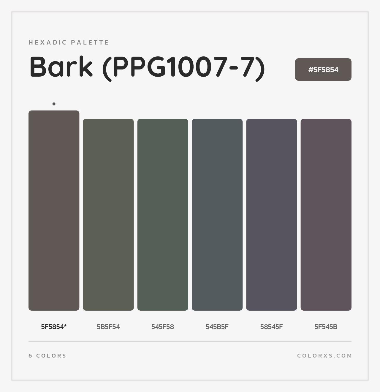 Bark (PPG1007-7) - Hexadic Color Palette