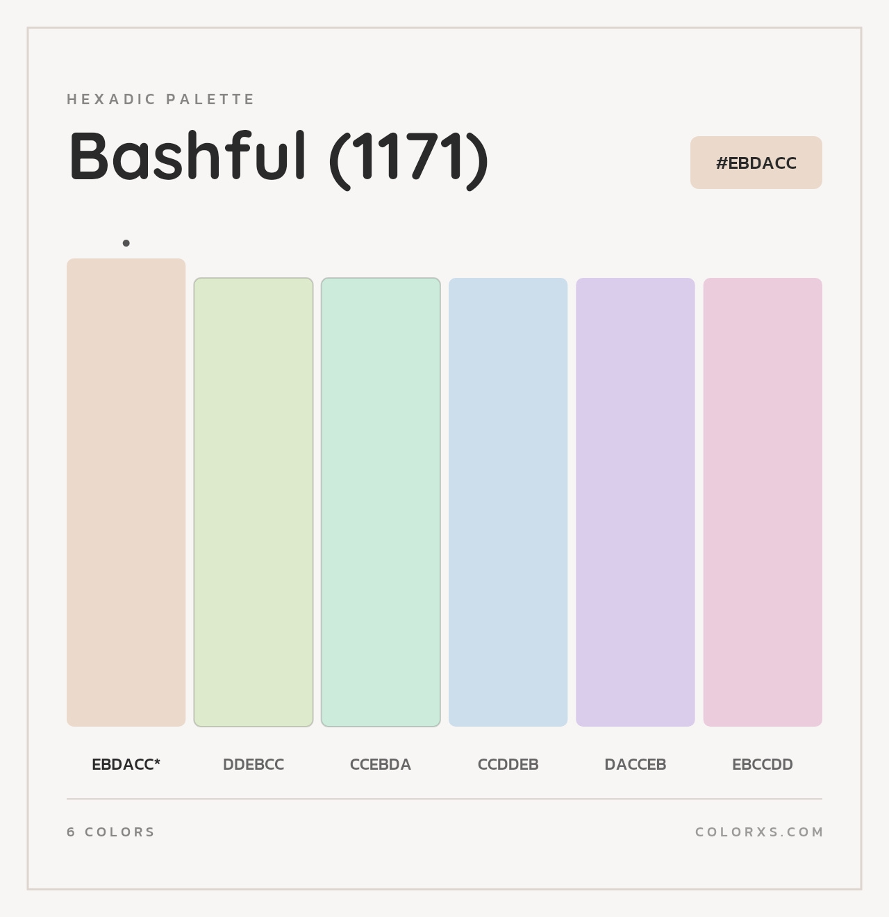 Bashful (1171) - Hexadic Color Palette