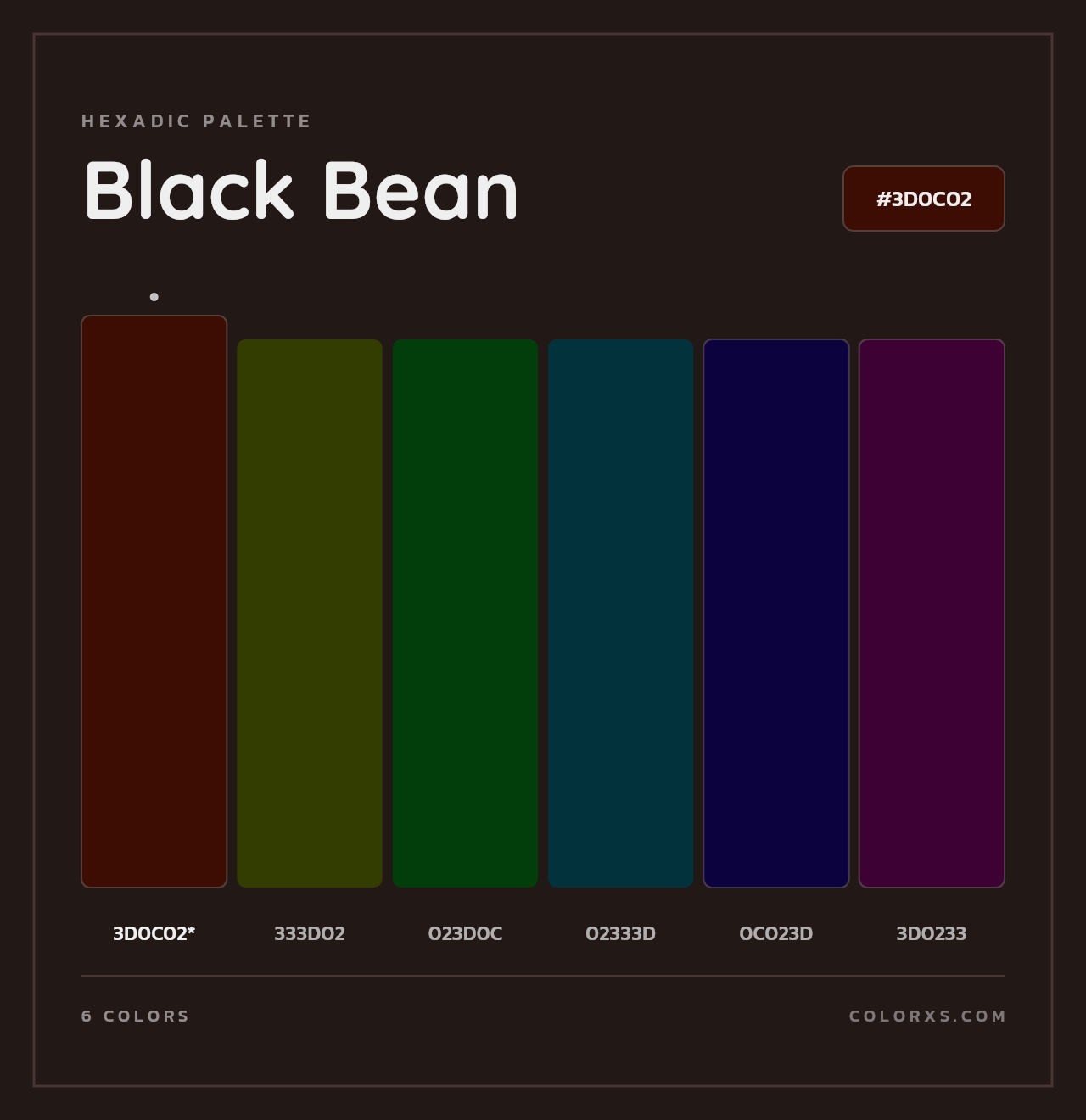 Black Bean - Hexadic Color Palette