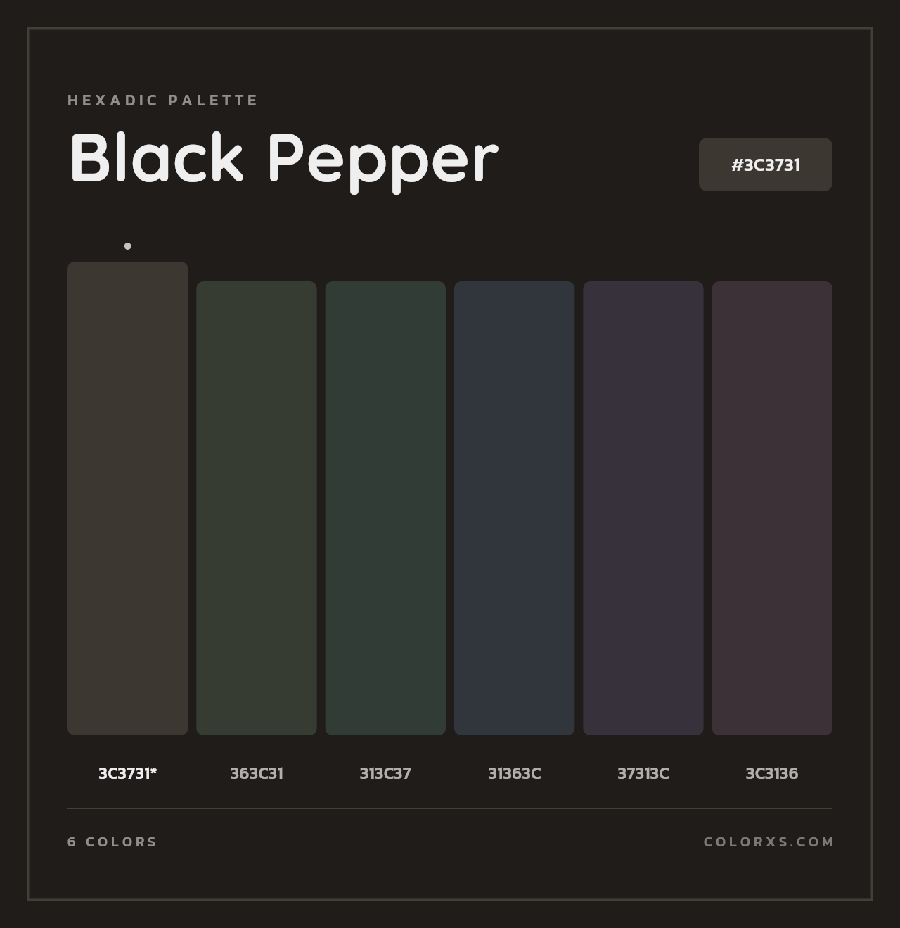 Black Pepper - Hexadic Color Palette