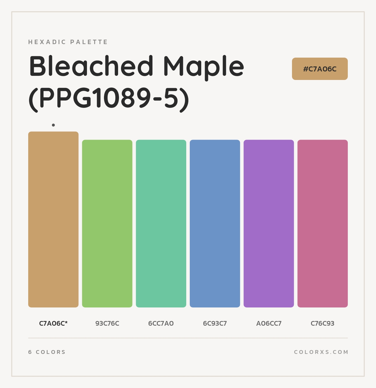 Bleached Maple (PPG1089-5) - Hexadic Color Palette
