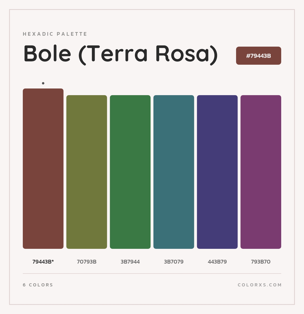Bole (Terra Rosa) - Hexadic Color Palette