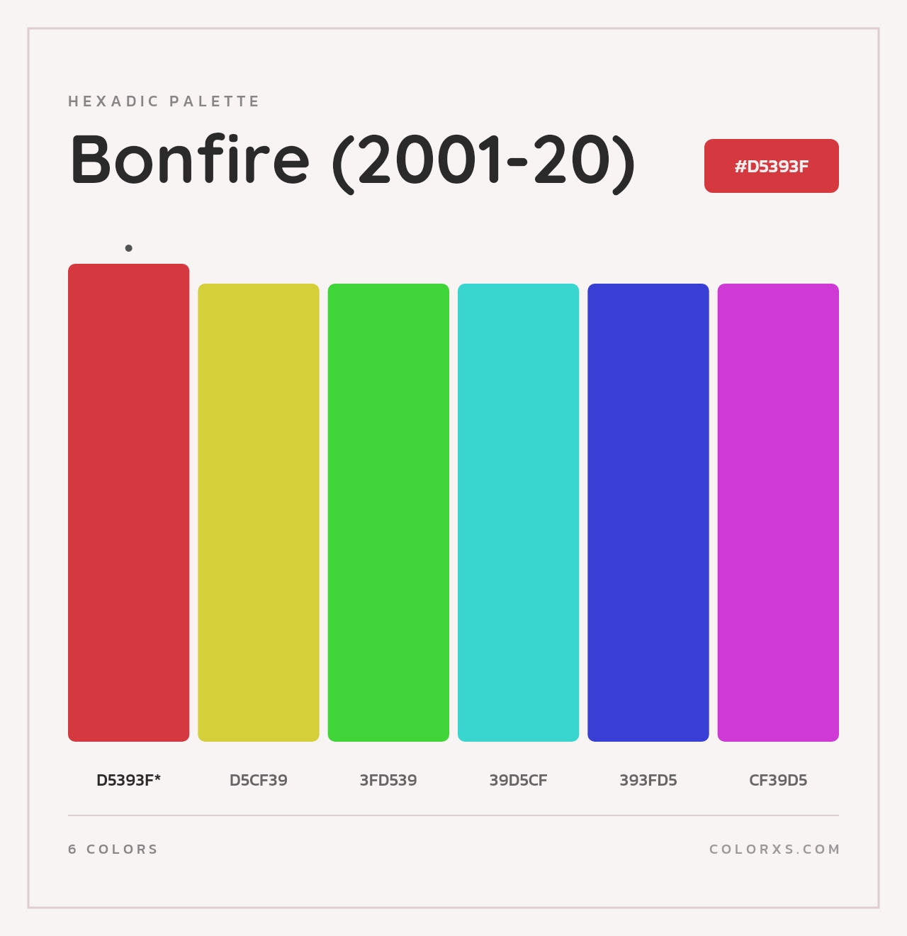 Bonfire (2001-20) - Hexadic Color Palette