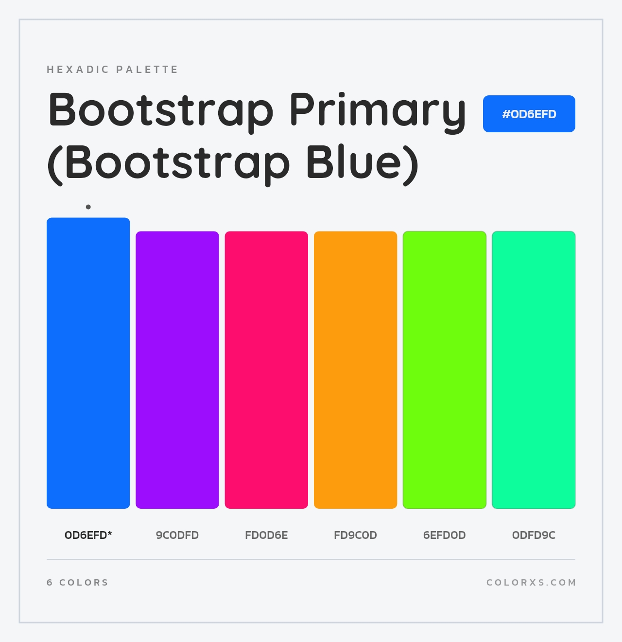 Bootstrap Primary (Bootstrap Blue) - Hexadic Color Palette