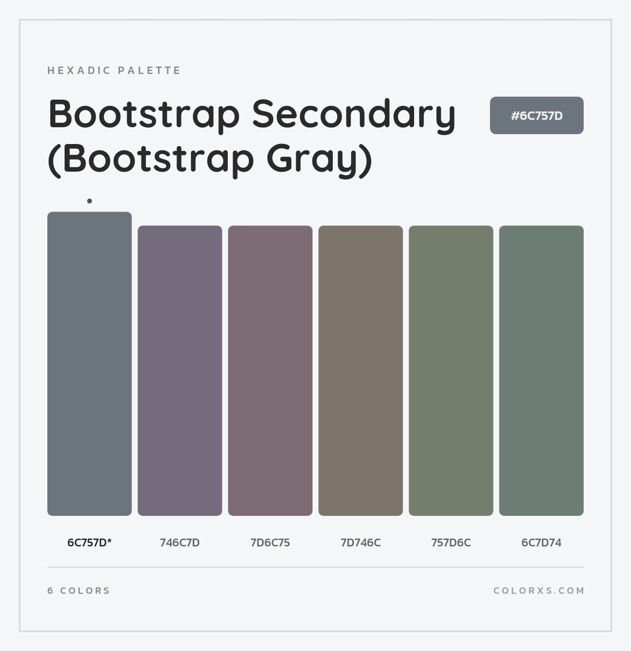 Bootstrap Secondary (Bootstrap Gray) - Hexadic Color Palette