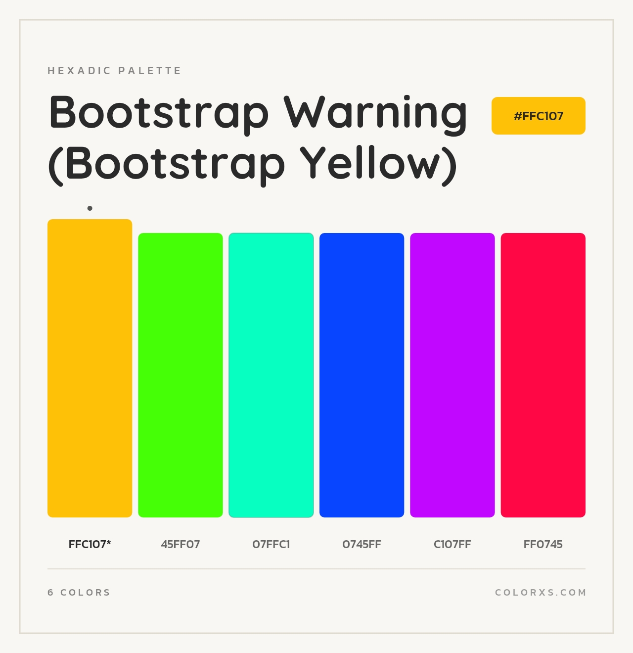 Bootstrap Warning (Bootstrap Yellow) - Hexadic Color Palette