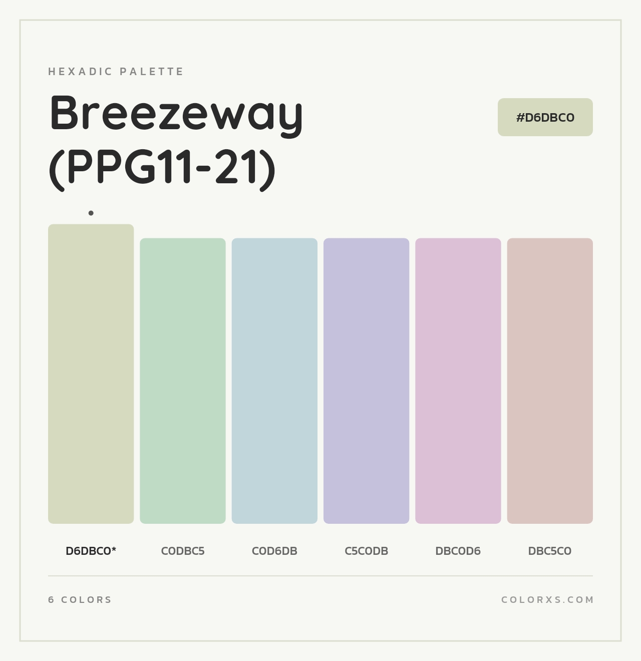 Breezeway (PPG11-21) - Hexadic Color Palette