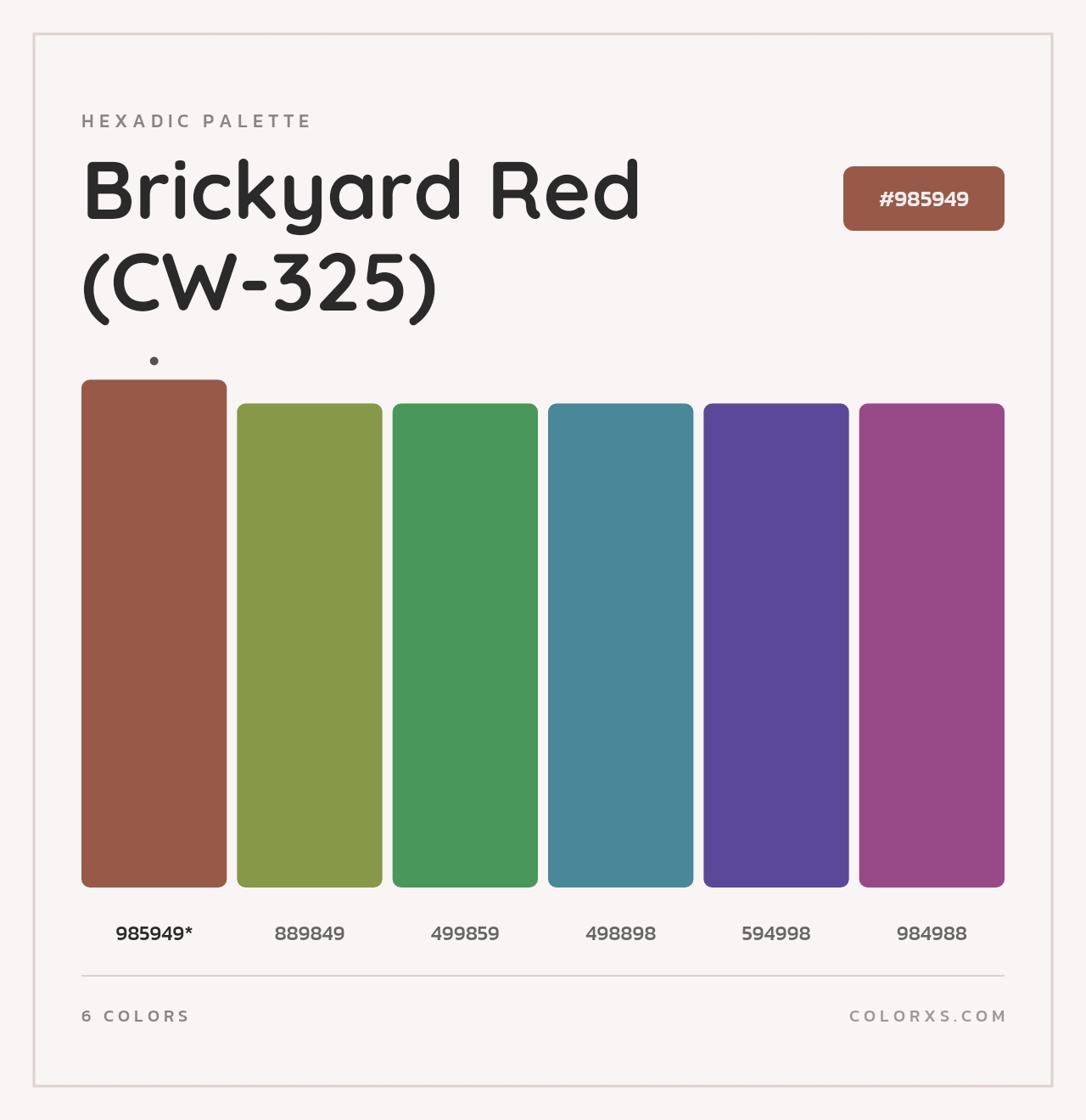 Brickyard Red (CW-325) - Hexadic Color Palette