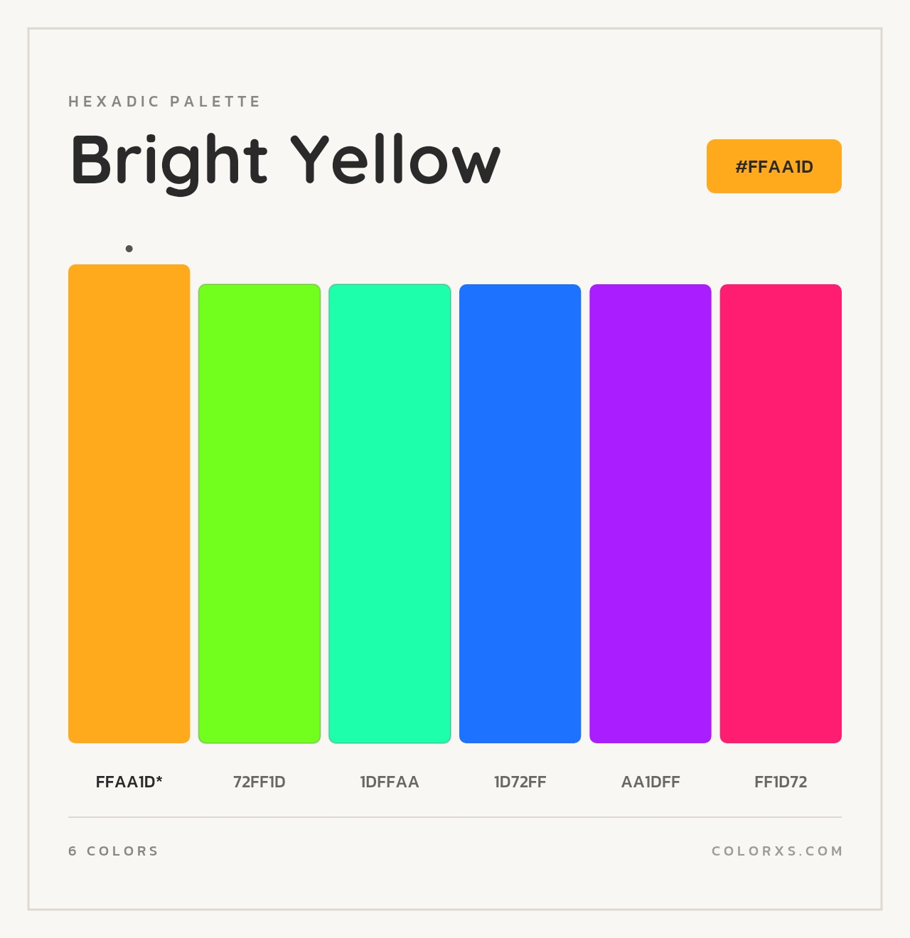 Bright Yellow - Hexadic Color Palette
