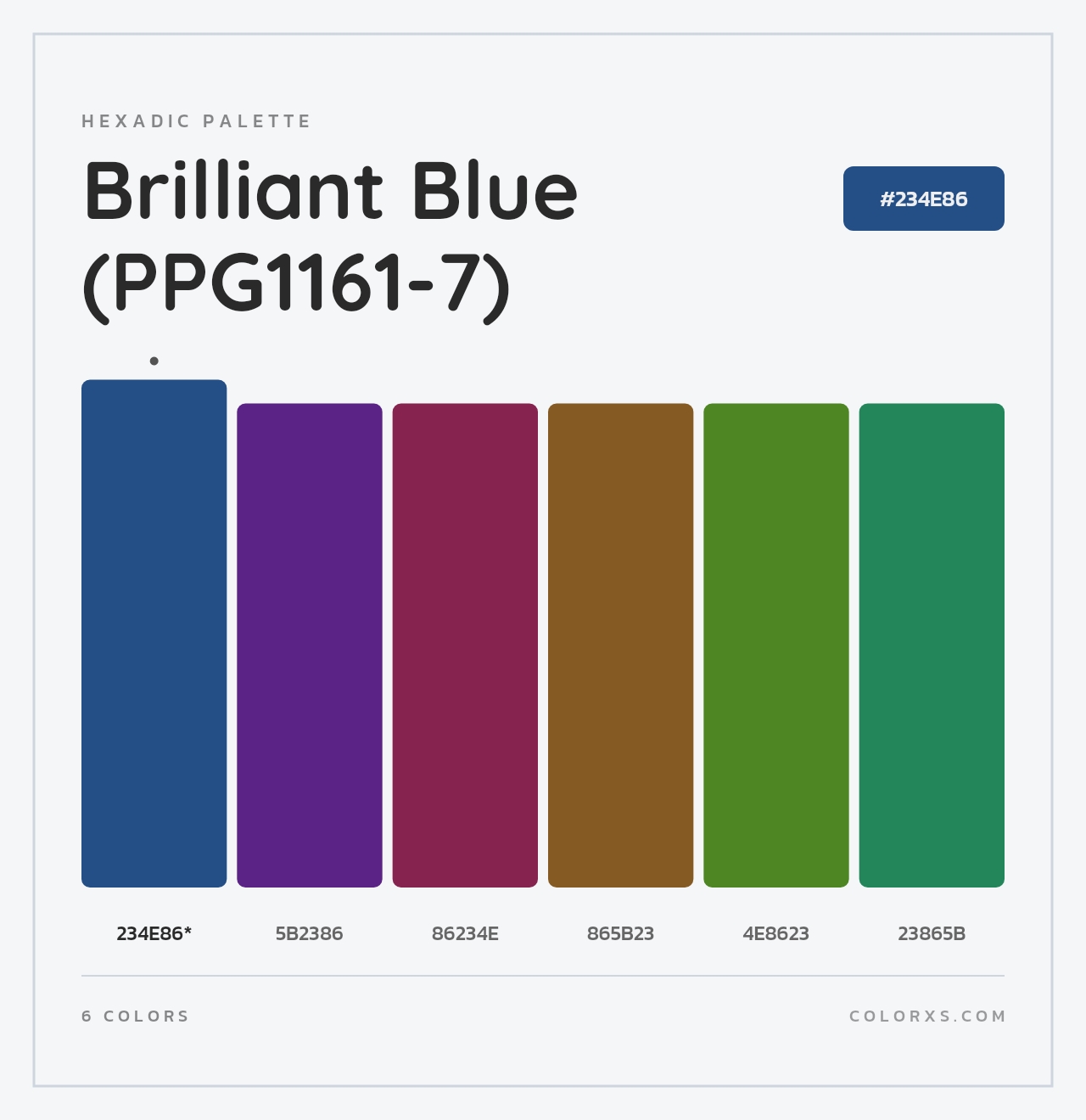 Brilliant Blue (PPG1161-7) - Hexadic Color Palette