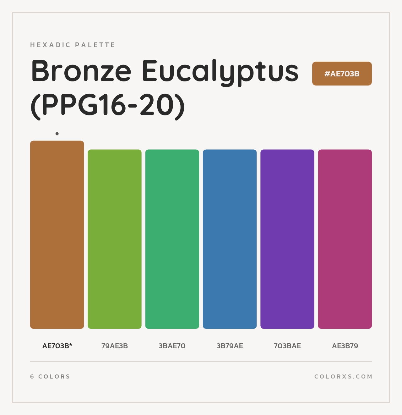 Bronze Eucalyptus (PPG16-20) - Hexadic Color Palette
