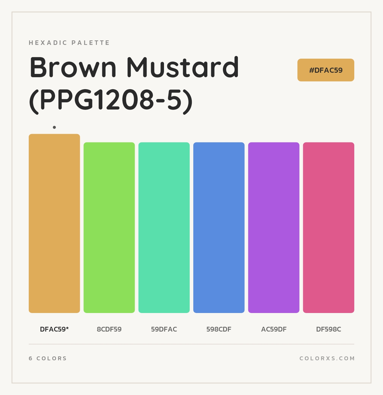 Brown Mustard (PPG1208-5) - Hexadic Color Palette