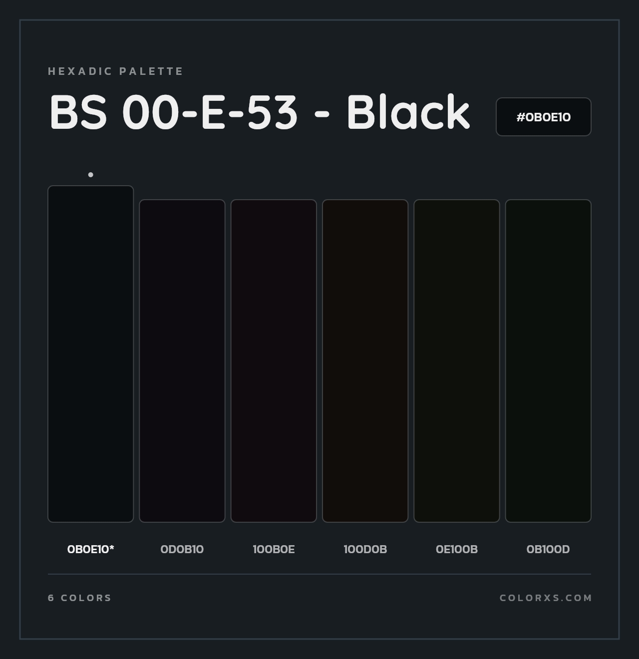 BS 00-E-53 - Black - Hexadic Color Palette