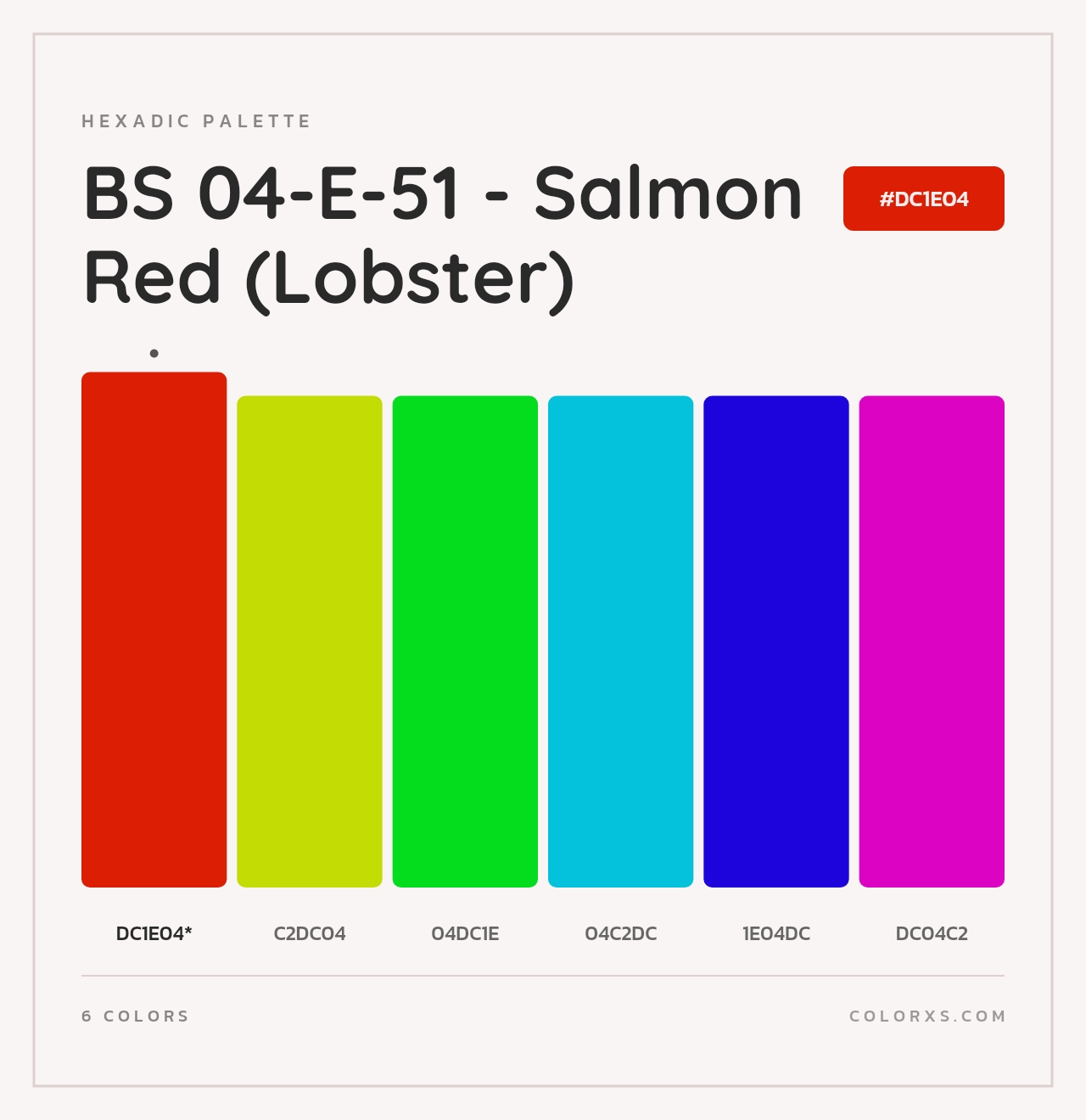 BS 04-E-51 - Salmon Red (Lobster) - Hexadic Color Palette