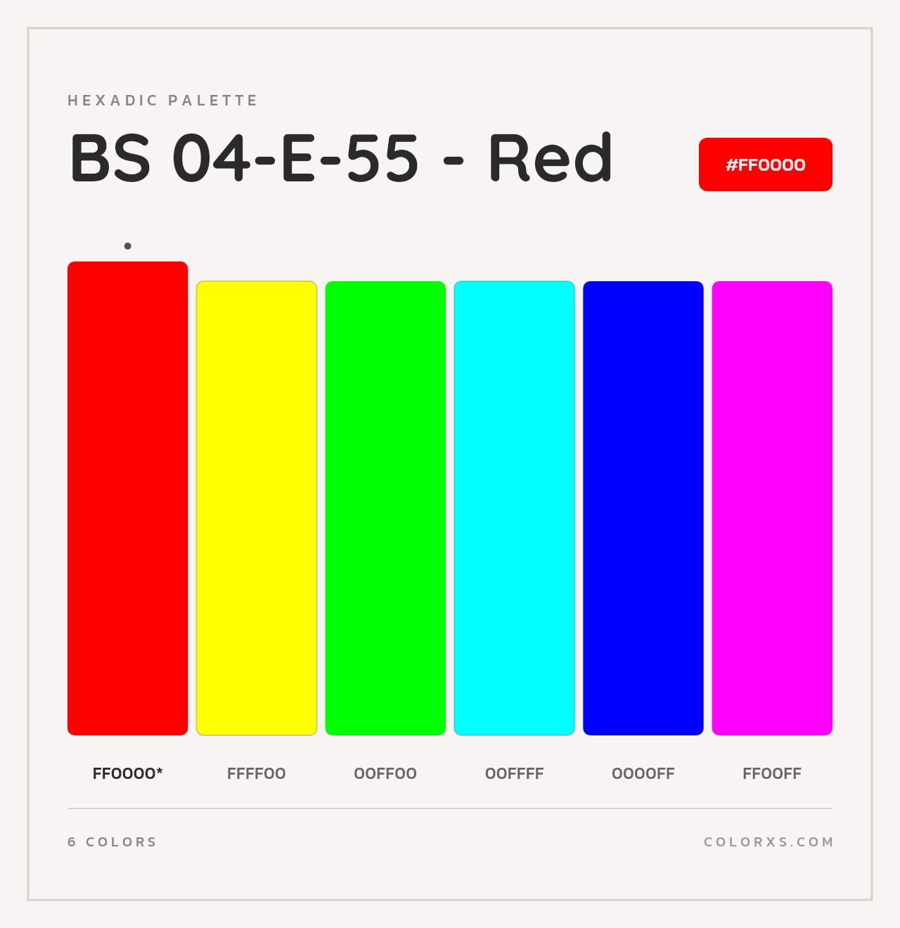 BS 04-E-55 - Red - Hexadic Color Palette