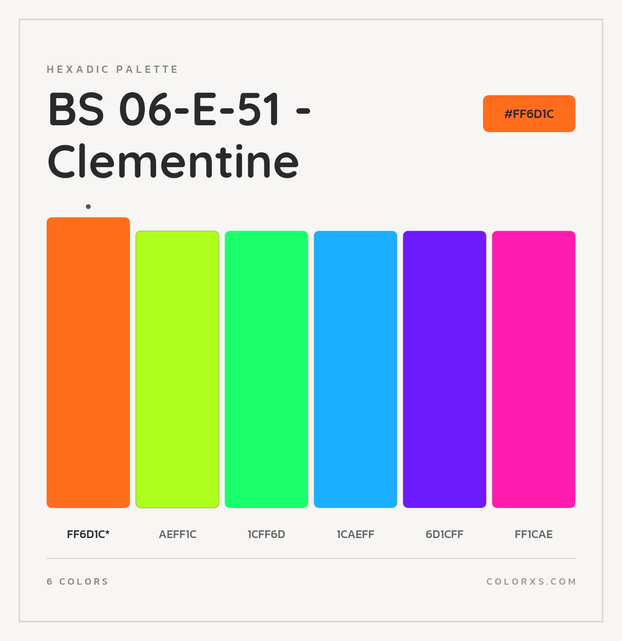 BS 06-E-51 - Clementine - Hexadic Color Palette