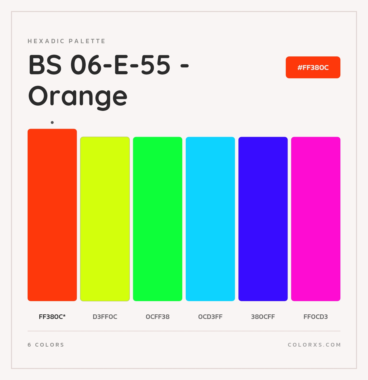 BS 06-E-55 - Orange - Hexadic Color Palette