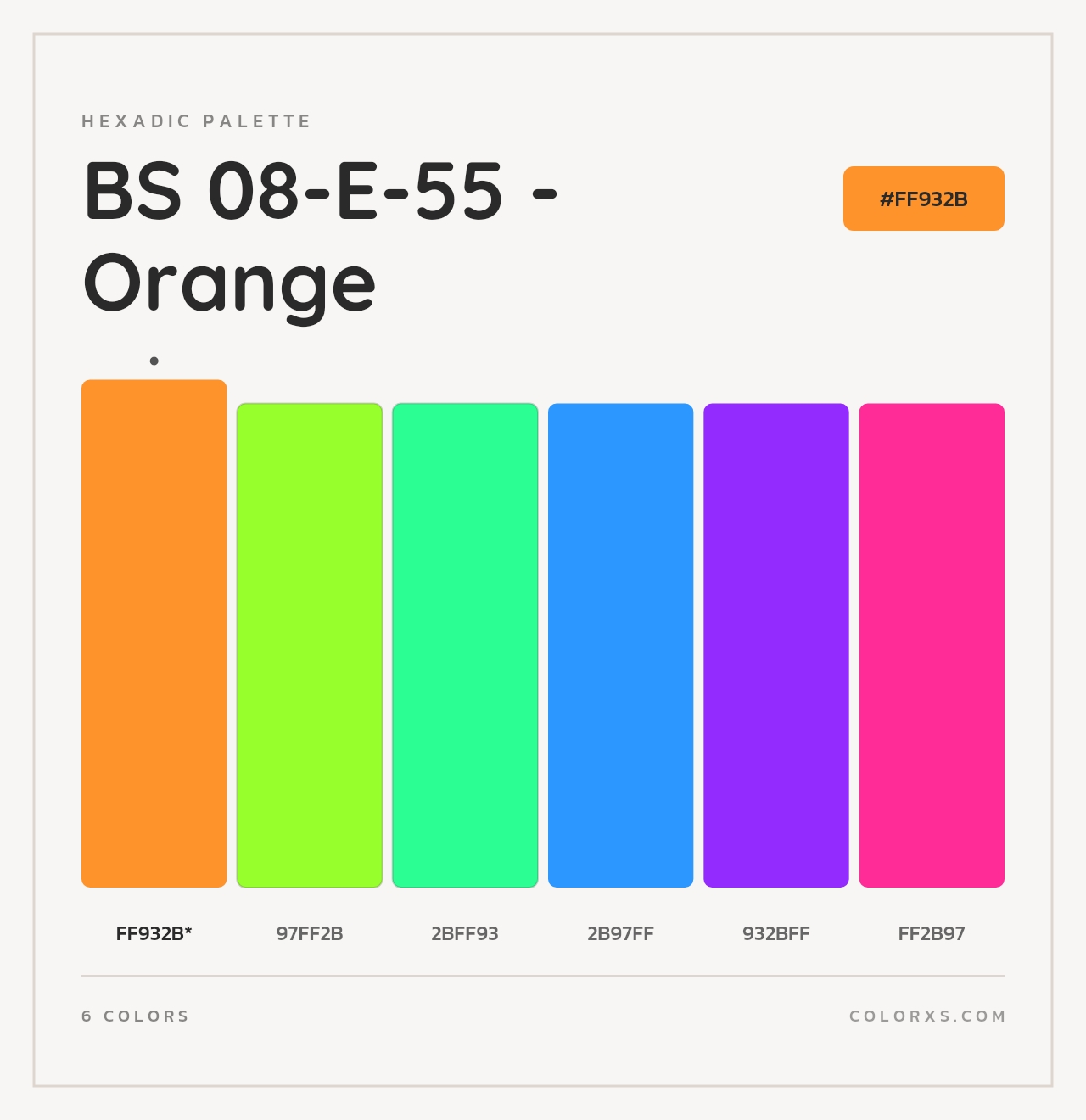 BS 08-E-55 - Orange - Hexadic Color Palette