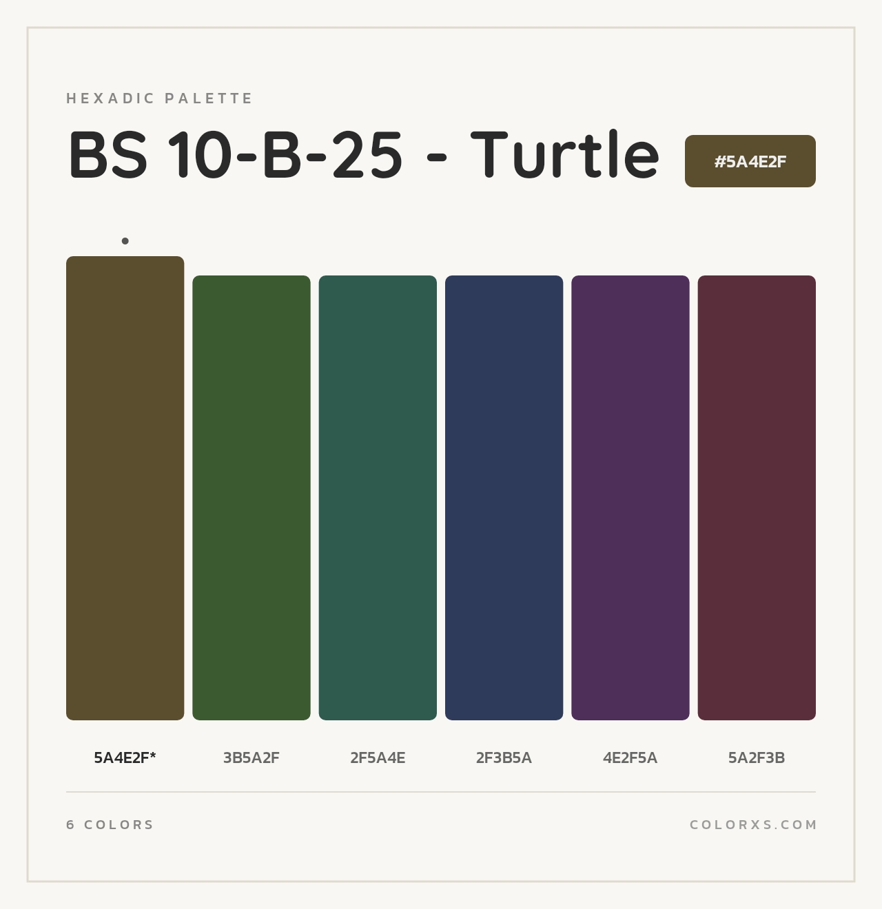 BS 10-B-25 - Turtle - Hexadic Color Palette