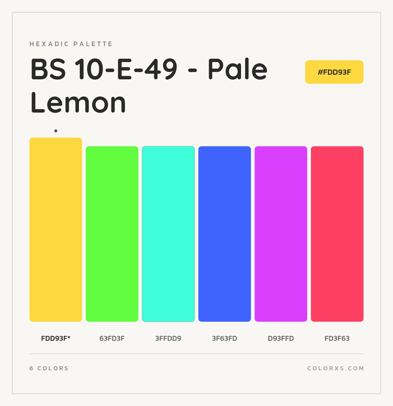 BS 10-E-49 - Pale Lemon - Hexadic Color Palette