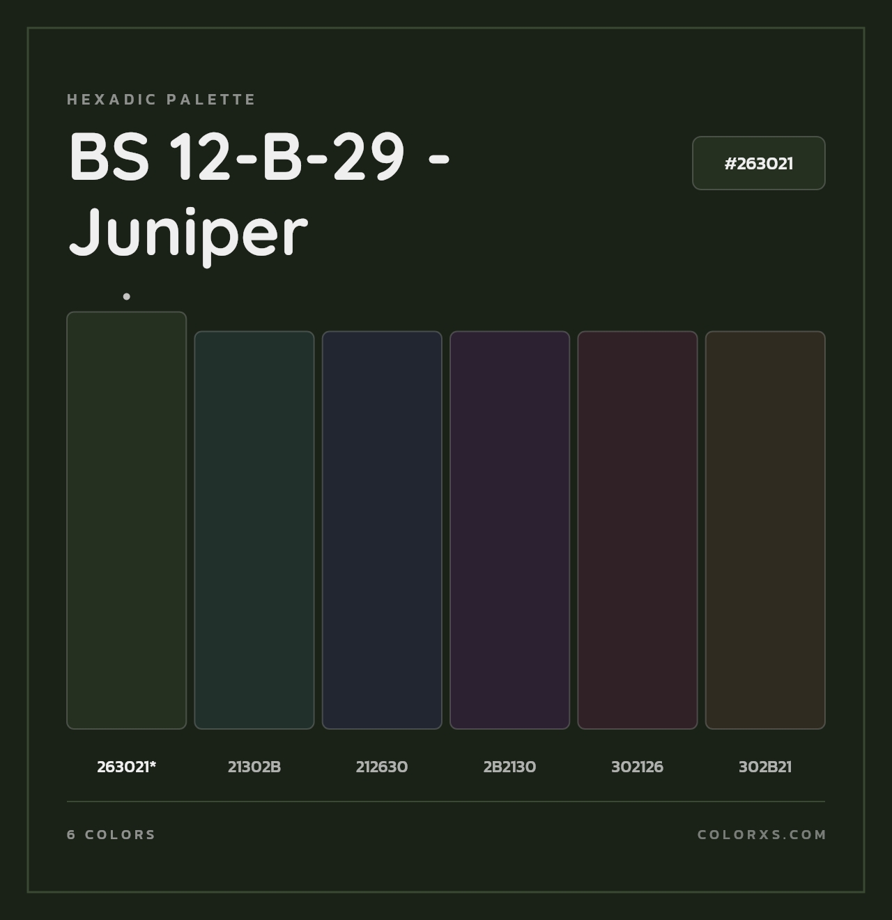 BS 12-B-29 - Juniper - Hexadic Color Palette
