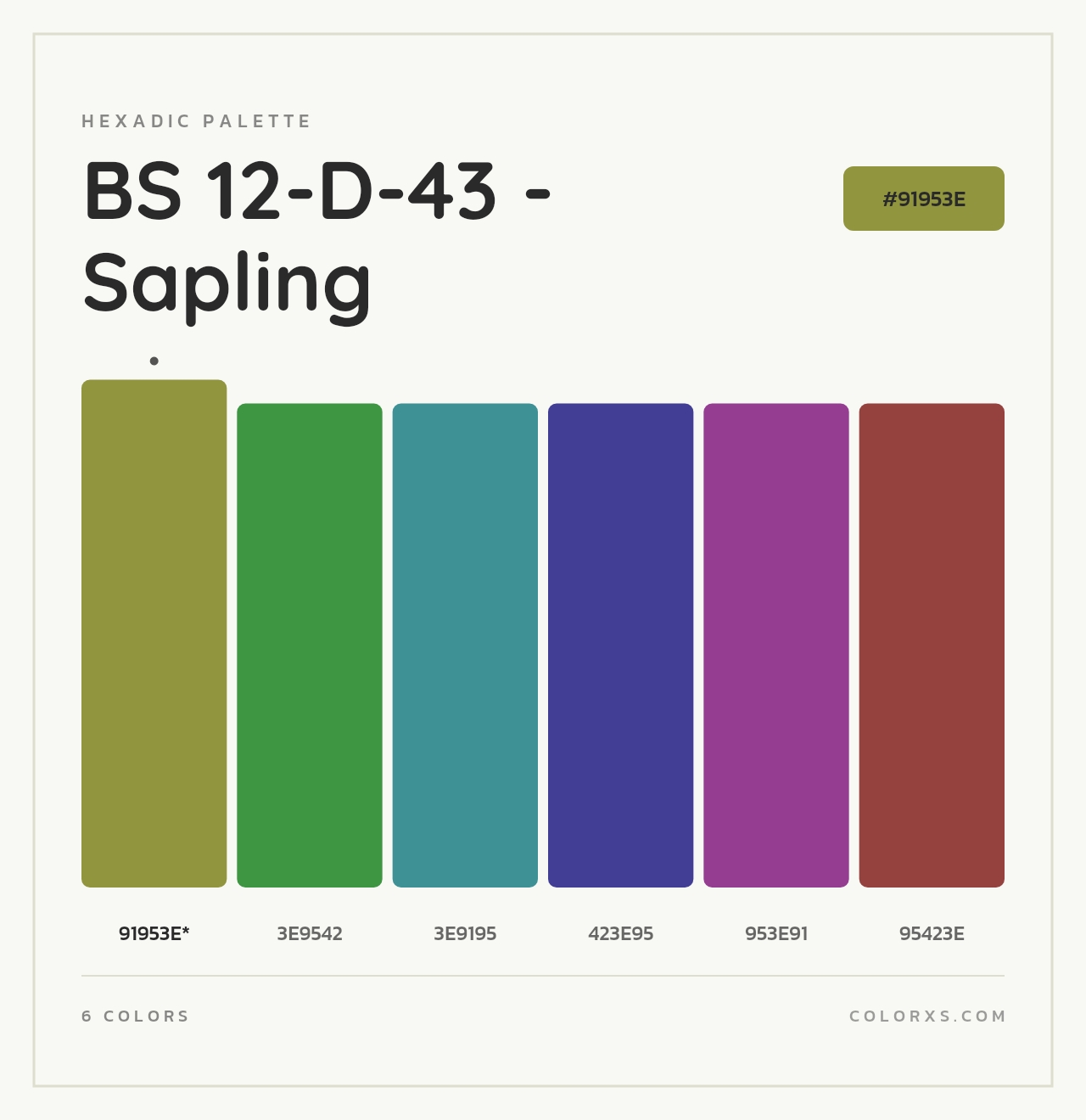BS 12-D-43 - Sapling - Hexadic Color Palette