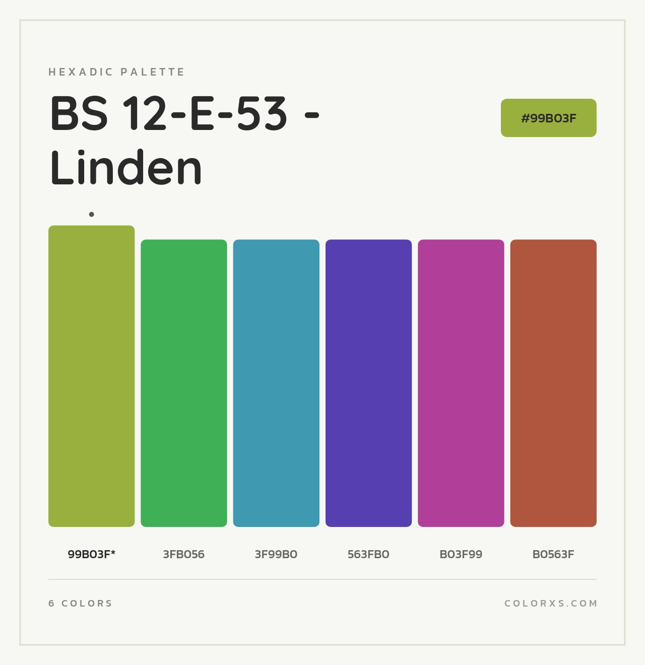 BS 12-E-53 - Linden - Hexadic Color Palette