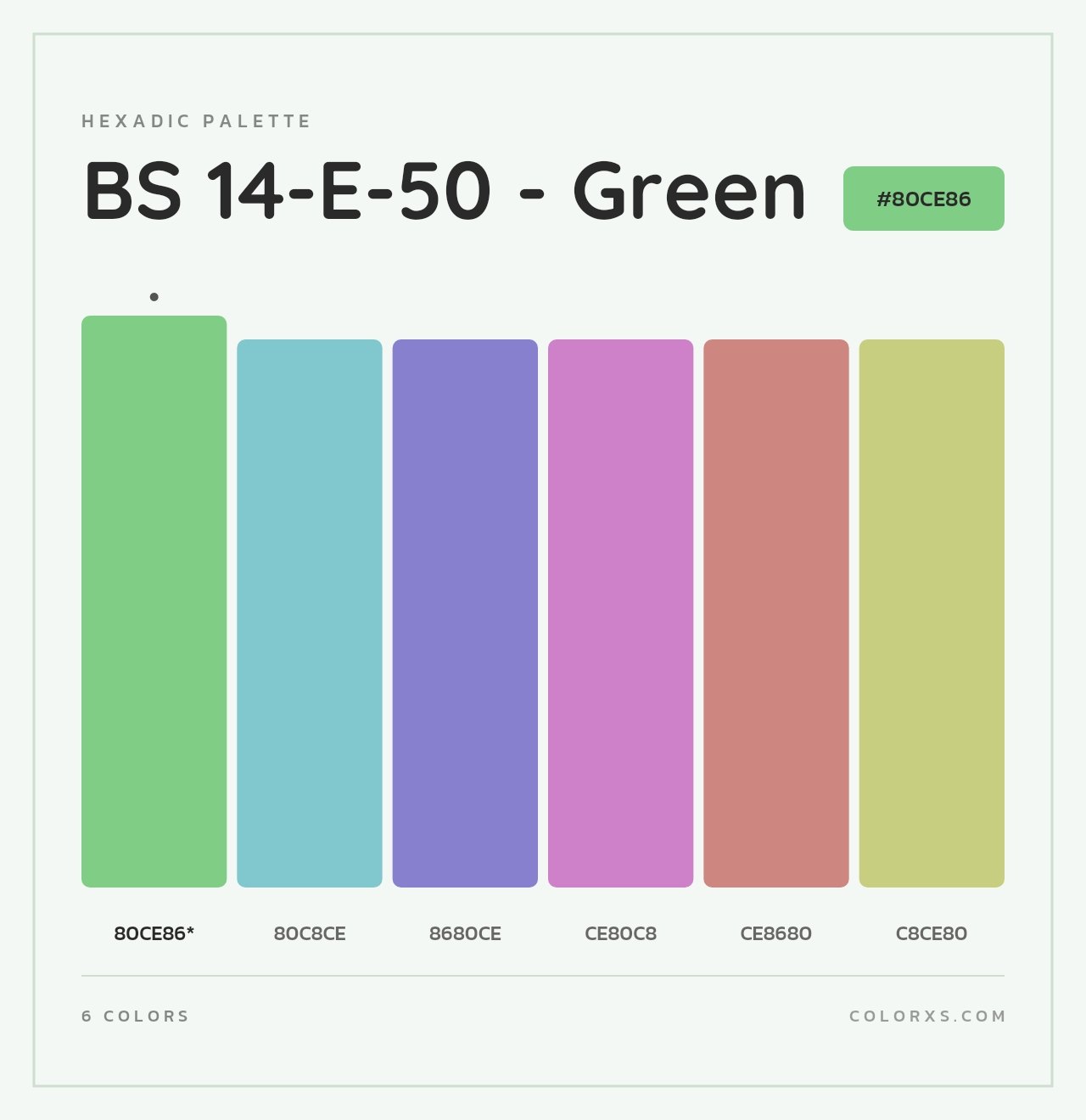BS 14-E-50 - Green - Hexadic Color Palette