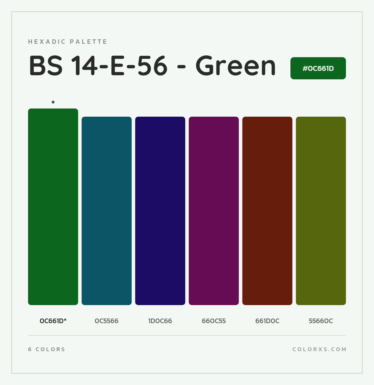BS 14-E-56 - Green - Hexadic Color Palette