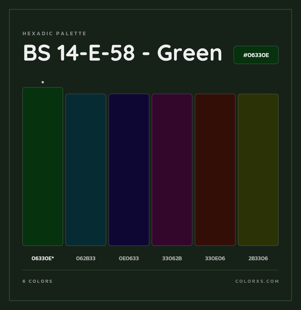 BS 14-E-58 - Green - Hexadic Color Palette