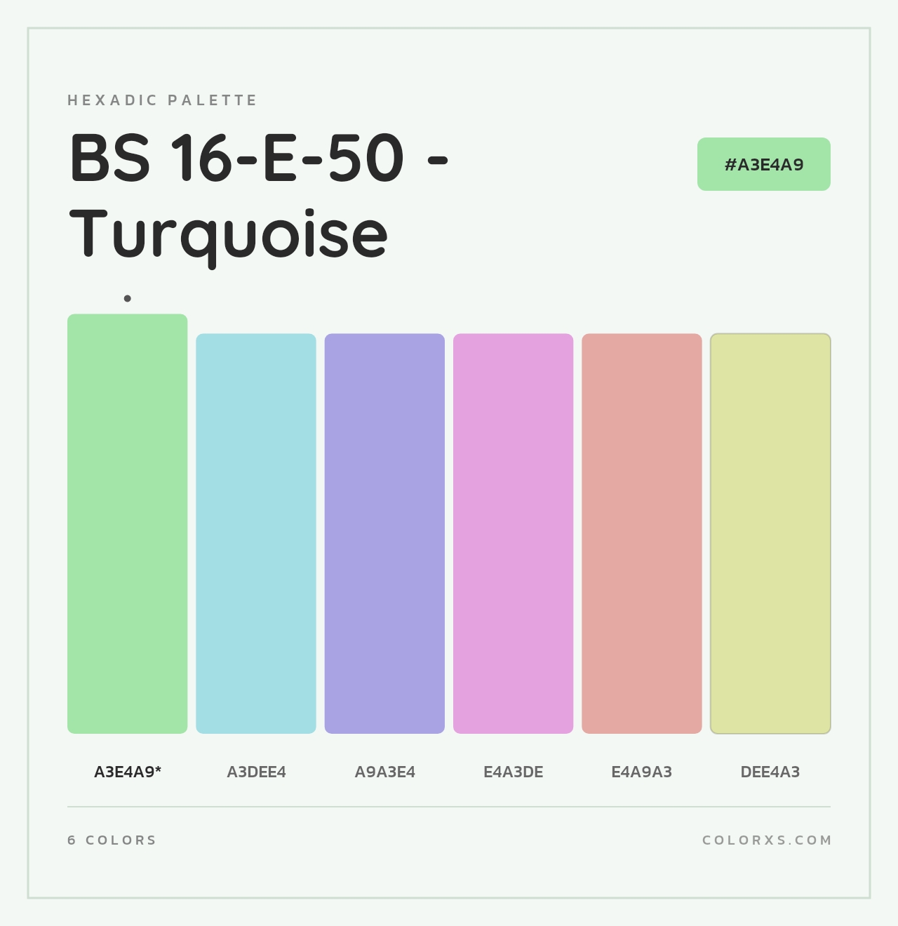 BS 16-E-50 - Turquoise - Hexadic Color Palette