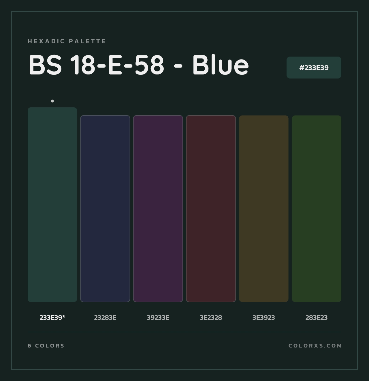 BS 18-E-58 - Blue - Hexadic Color Palette