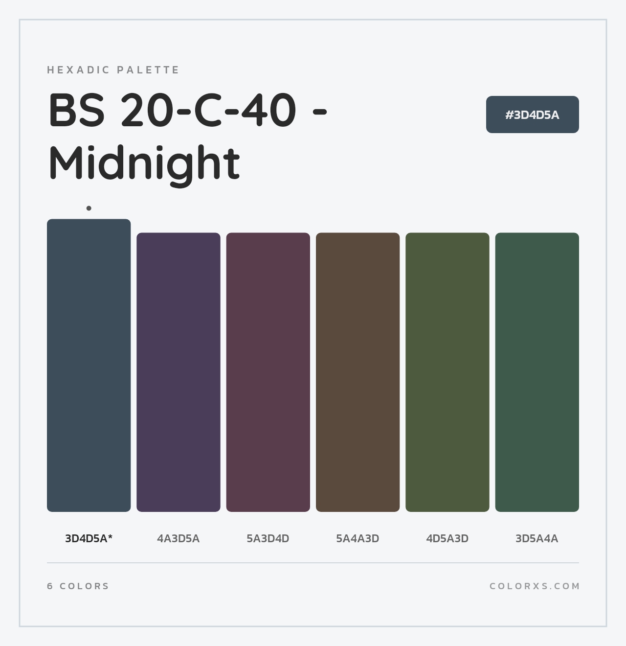 BS 20-C-40 - Midnight - Hexadic Color Palette