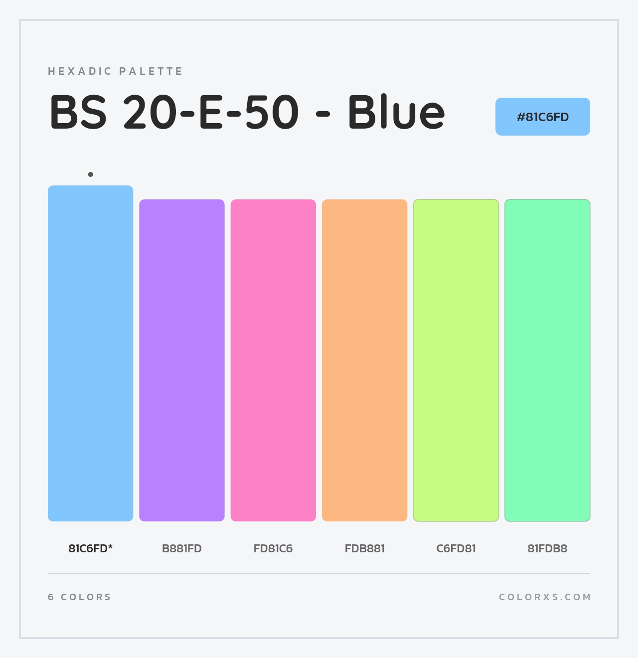 BS 20-E-50 - Blue - Hexadic Color Palette