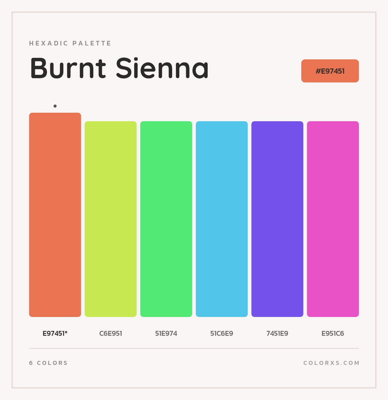 Burnt Sienna - Hexadic Color Palette