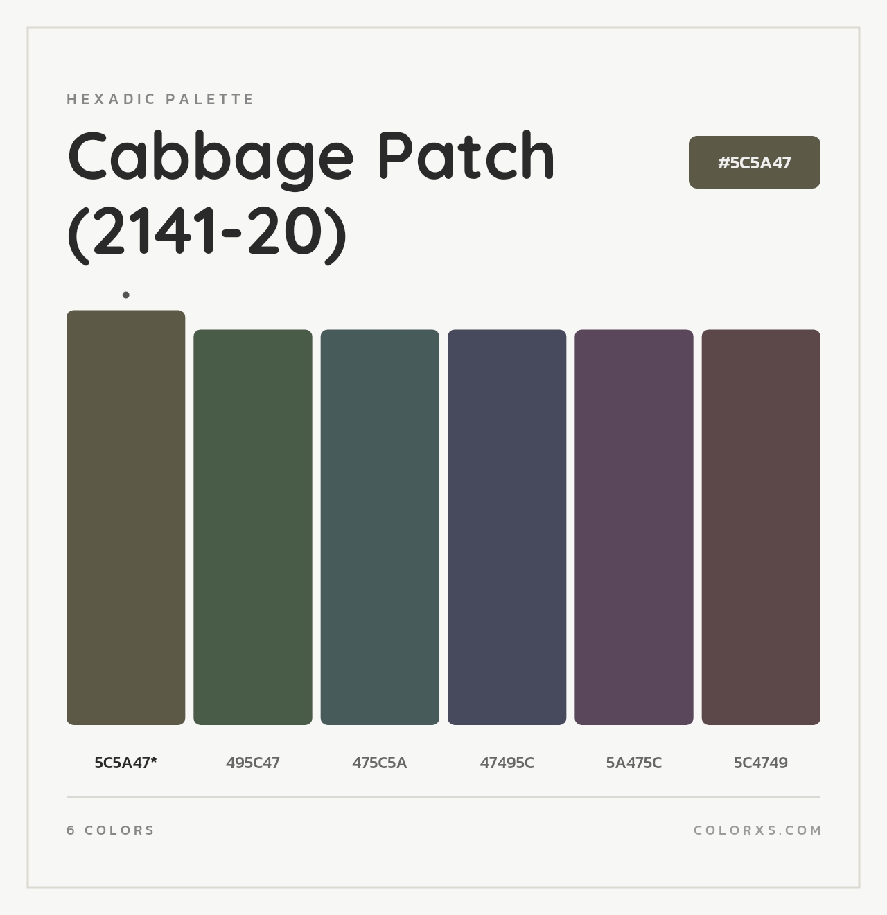 Cabbage Patch (2141-20) - Hexadic Color Palette