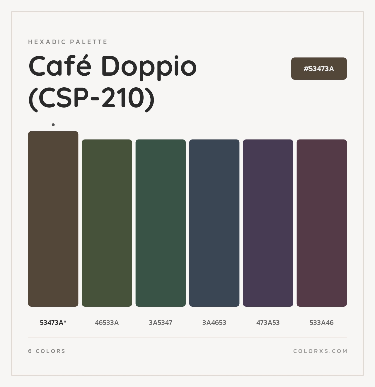 Café Doppio (CSP-210) - Hexadic Color Palette