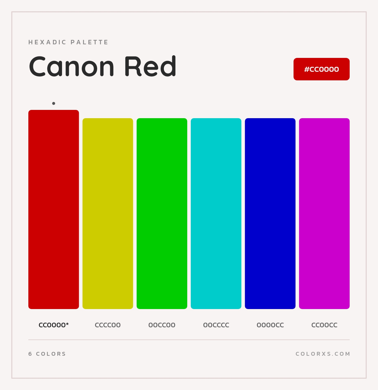 Canon Red - Hexadic Color Palette