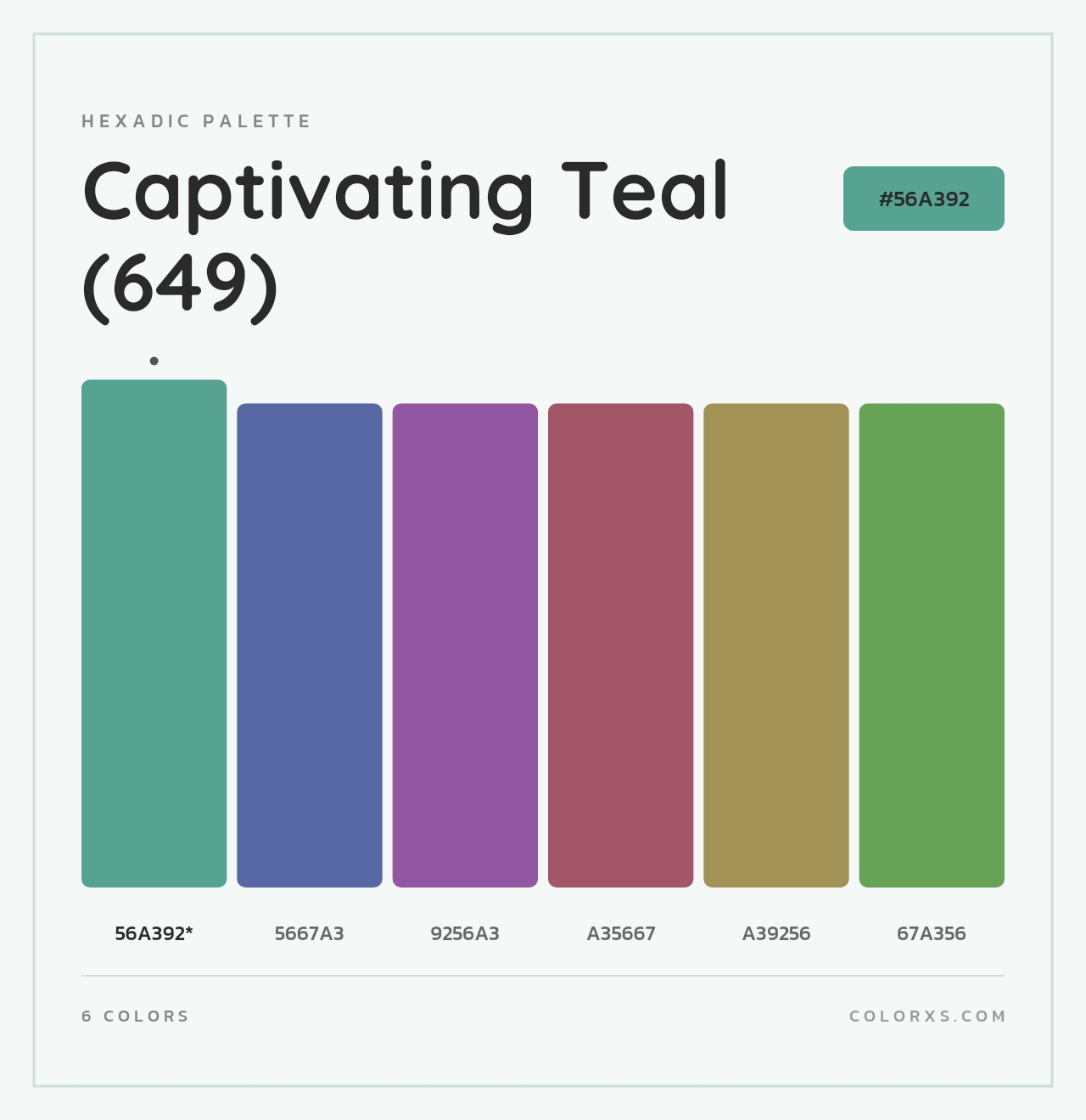 Captivating Teal (649) - Hexadic Color Palette