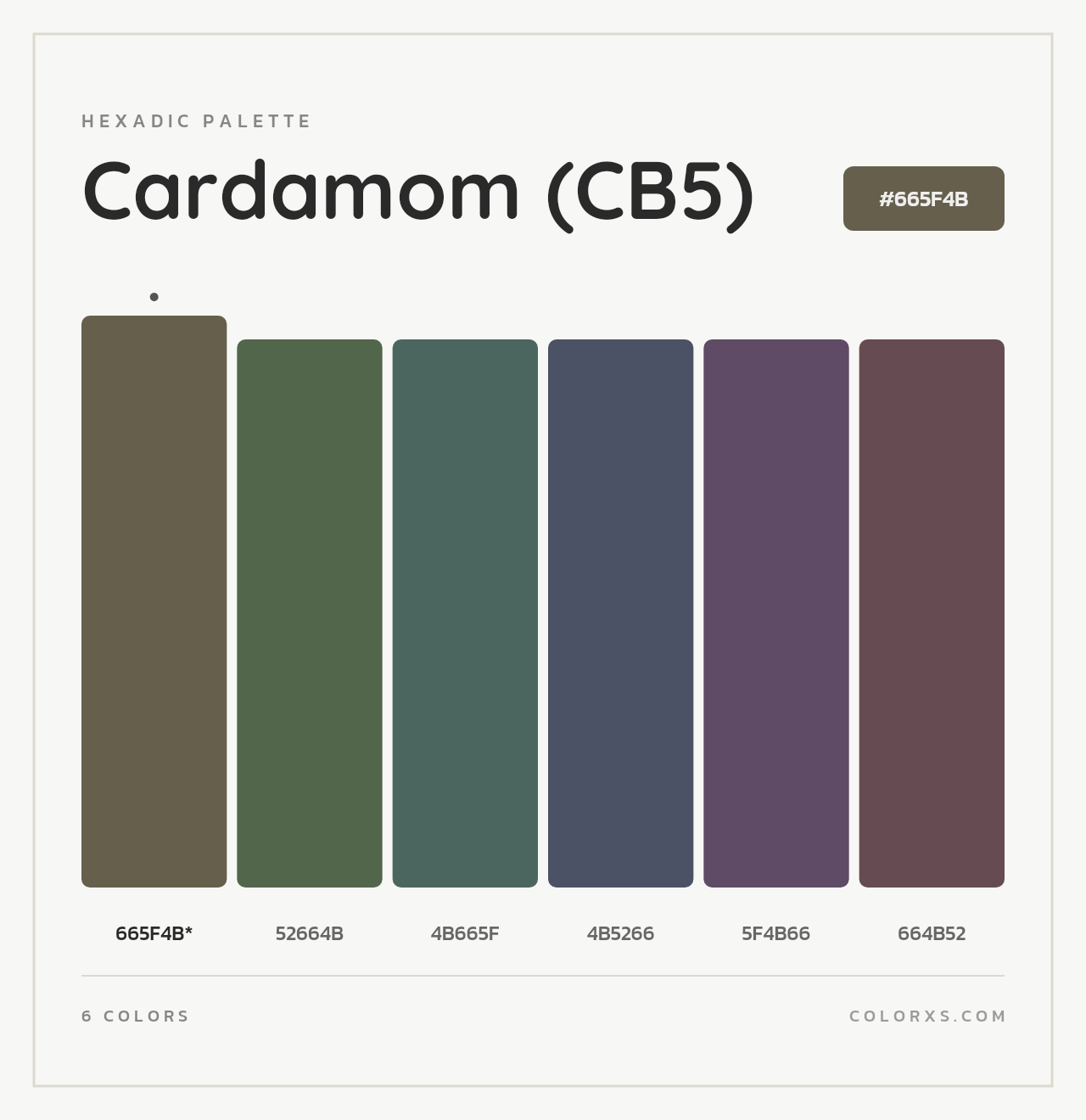 Cardamom (CB5) - Hexadic Color Palette