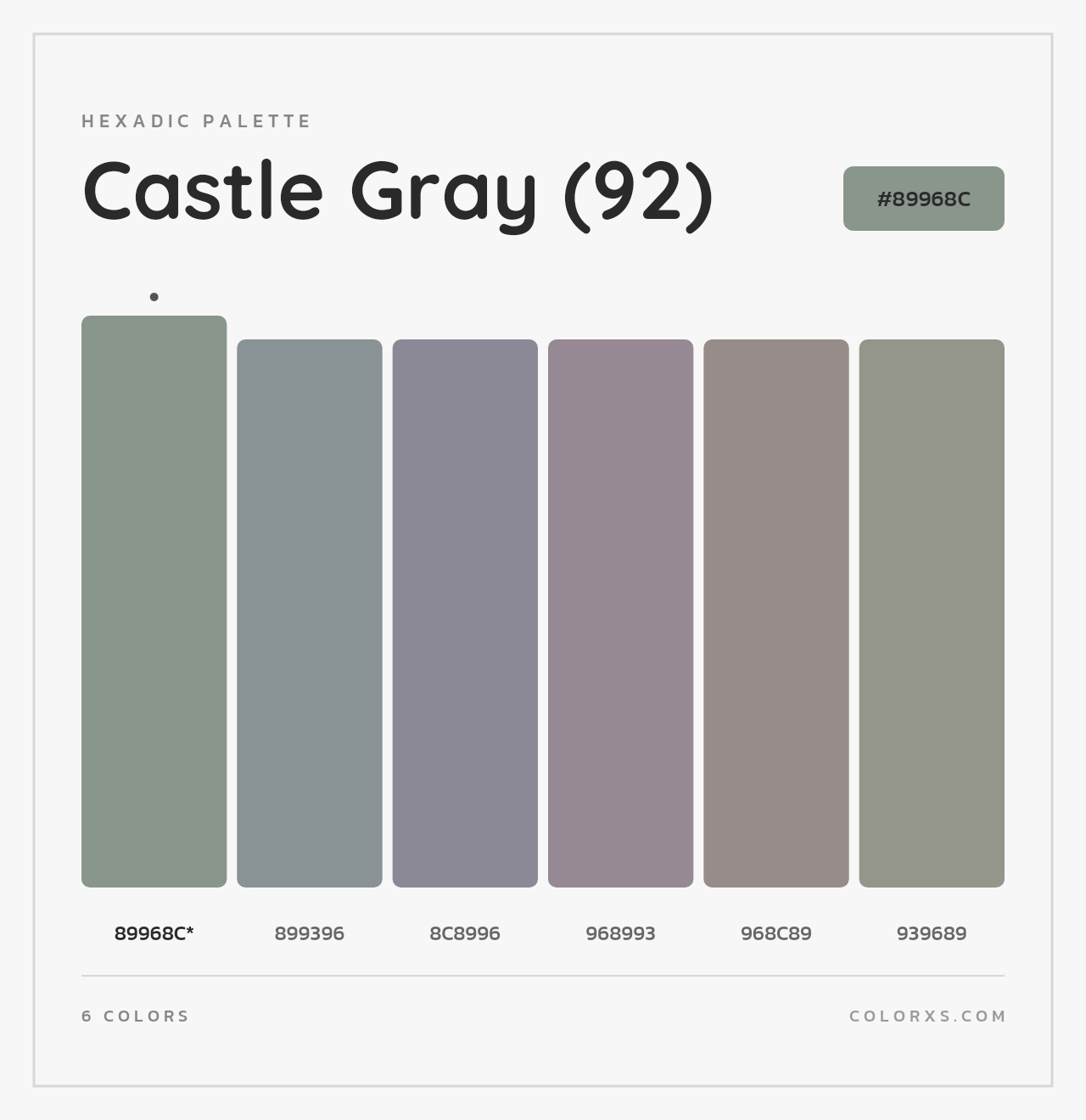 Castle Gray (92) - Hexadic Color Palette