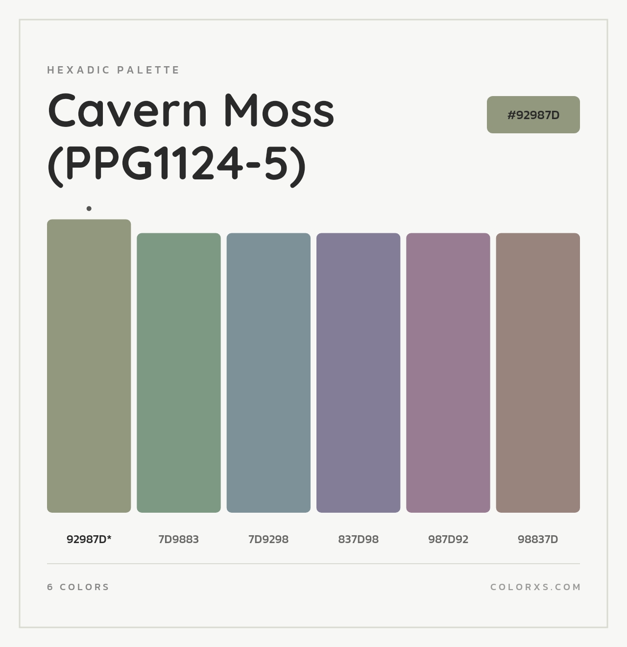 Cavern Moss (PPG1124-5) - Hexadic Color Palette