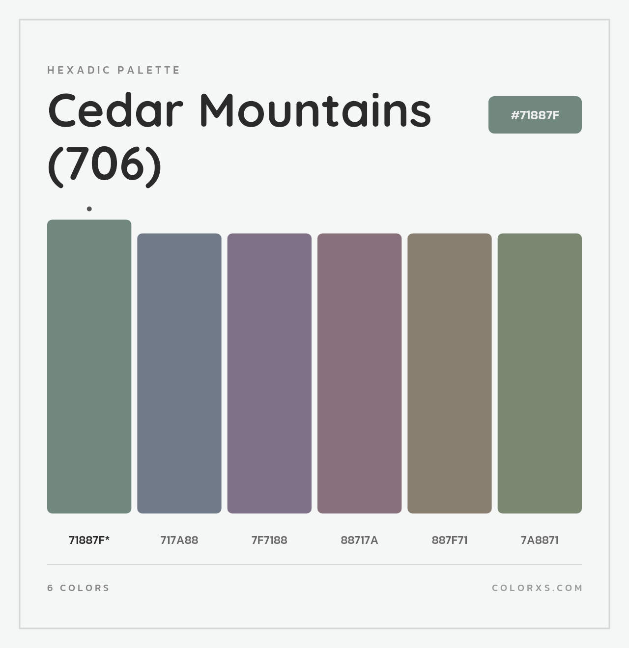 Cedar Mountains (706) - Hexadic Color Palette