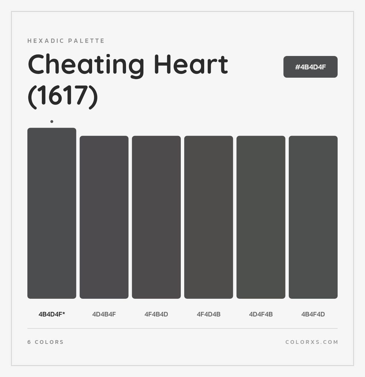 Cheating Heart (1617) - Hexadic Color Palette
