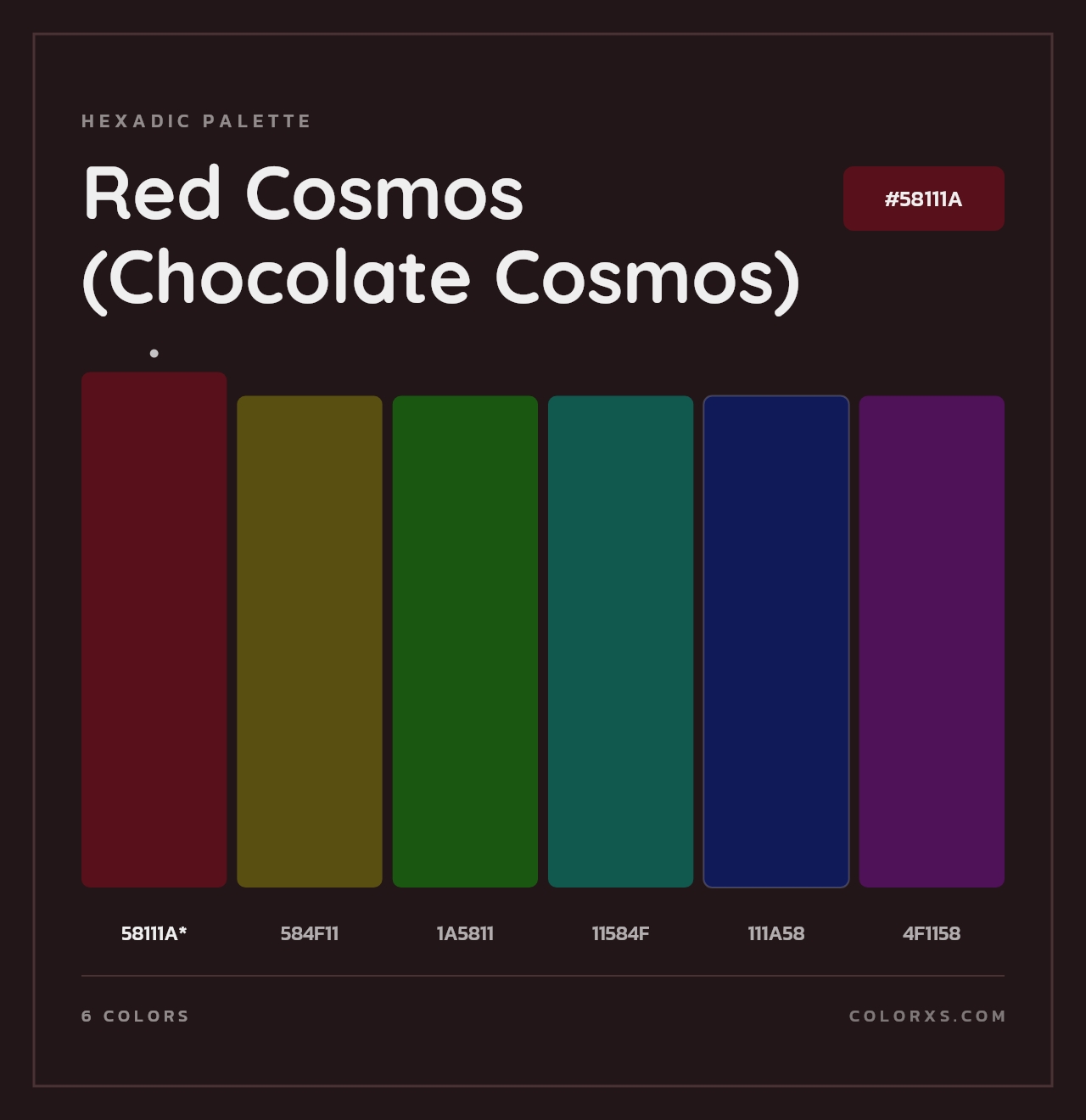 Red Cosmos (Chocolate Cosmos) - Hexadic Color Palette