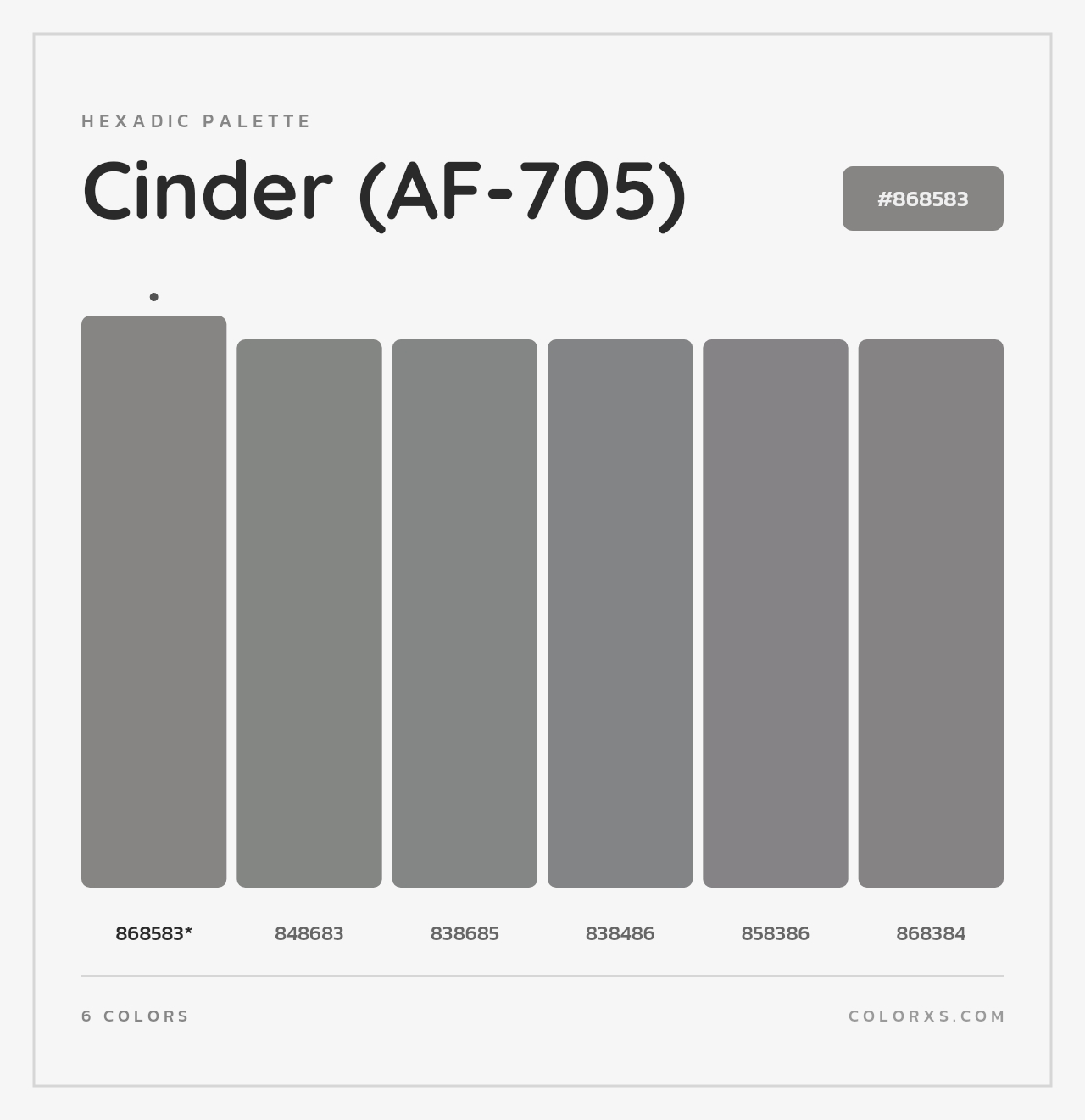 Cinder (AF-705) - Hexadic Color Palette