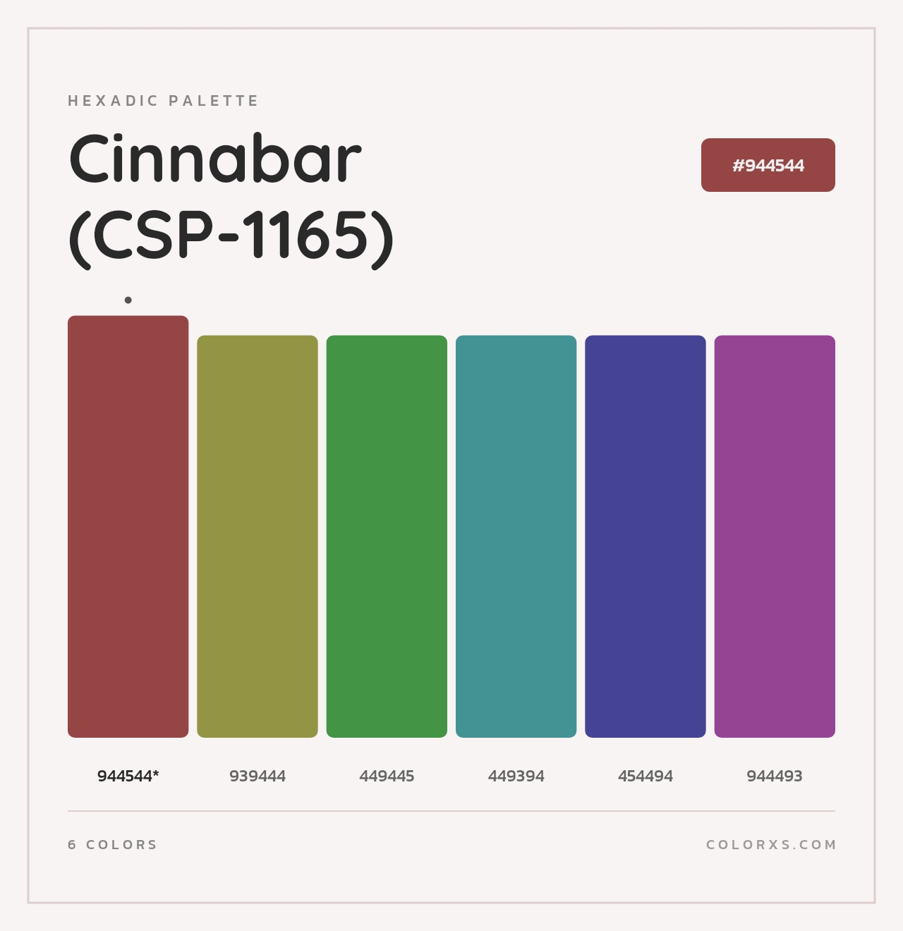 Cinnabar (CSP-1165) - Hexadic Color Palette