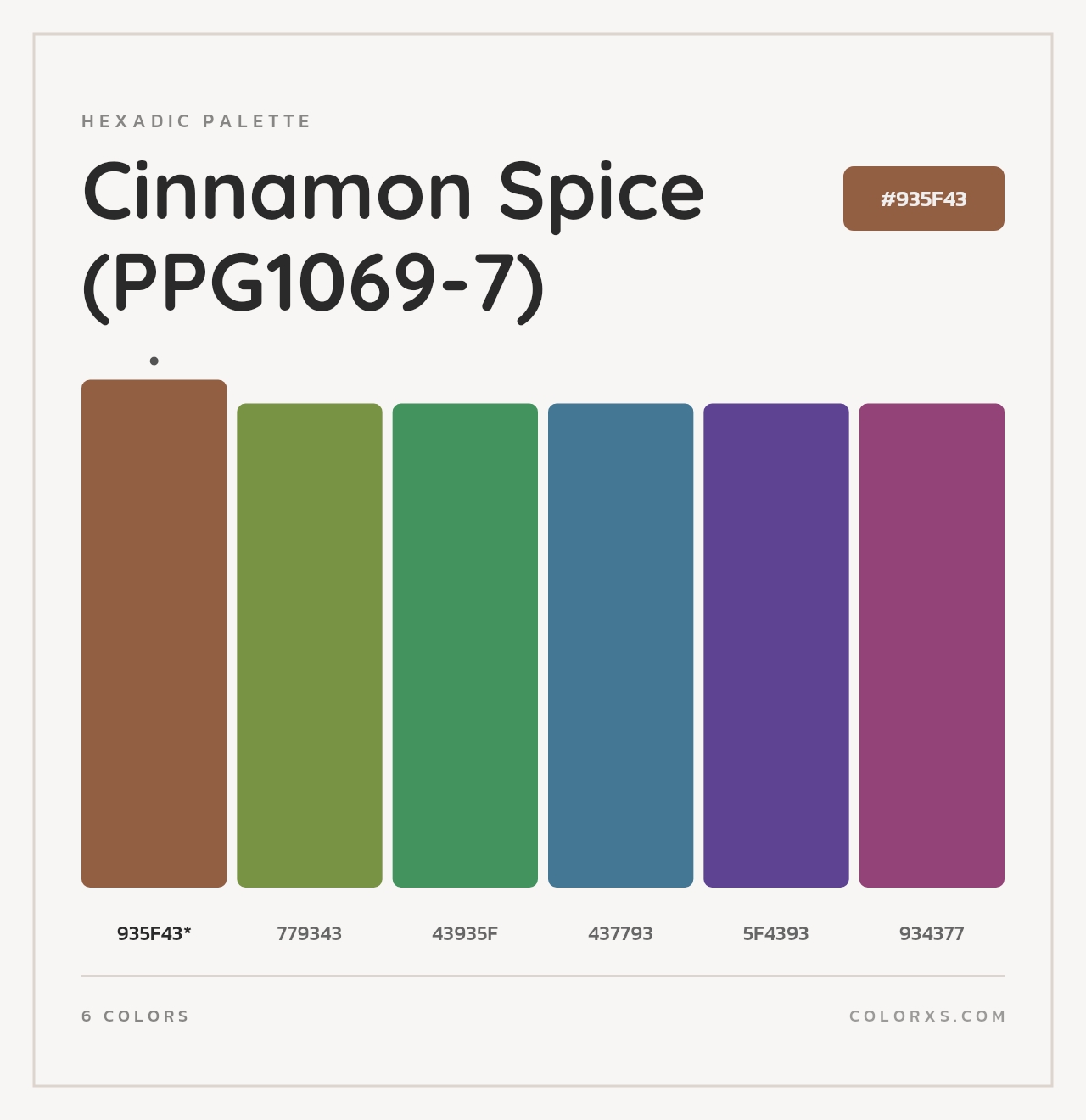 Cinnamon Spice (PPG1069-7) - Hexadic Color Palette